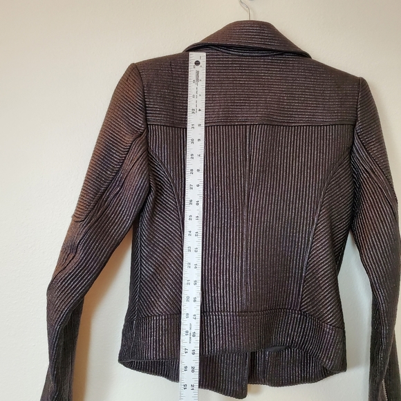 Veronica Beard Metallic Pinstripe Moto Jacket - Size 2 - Picture 12 of 16